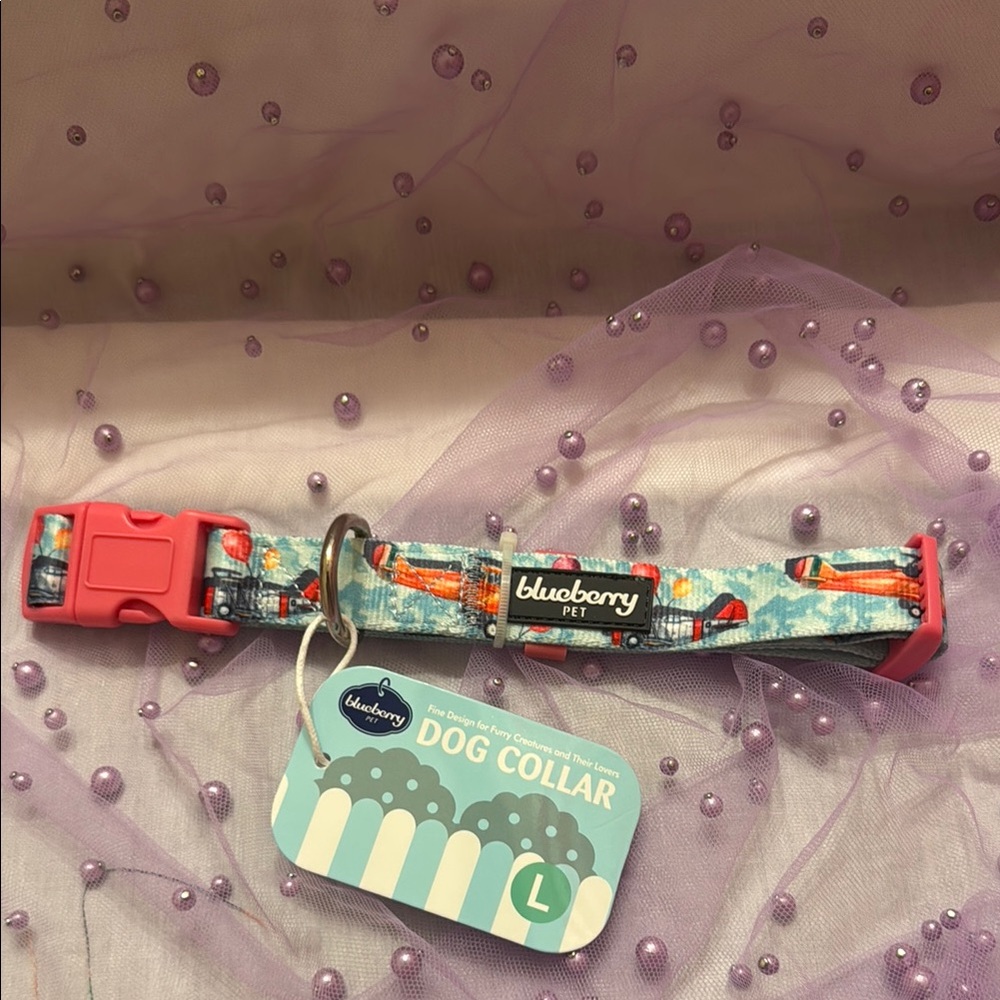 Blueberry Pet Dog Collar with Pink Buckle